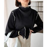 ブラック | 袖のニュアンスで魅せる♪前後2way袖フリル配色メロウプリーツトップス（長袖） | Classical Elf 