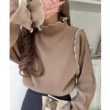 モカ | 袖のニュアンスで魅せる♪前後2way袖フリル配色メロウプリーツトップス（長袖） | Classical Elf 