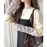 レイヤード見えで仕上げる、きれいめモード。指穴（サムホール）付き袖配色切り替えテ… | Classical Elf  | 詳細画像6 