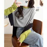 レイヤード見えで仕上げる、きれいめモード。指穴（サムホール）付き袖配色切り替えテ… | Classical Elf  | 詳細画像12 