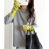 レイヤード見えで仕上げる、きれいめモード。指穴（サムホール）付き袖配色切り替えテ… | Classical Elf  | 詳細画像14 