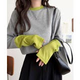 グレー | レイヤード見えで仕上げる、きれいめモード。指穴（サムホール）付き袖配色切り替えテ… | Classical Elf 