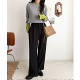 レイヤード見えで仕上げる、きれいめモード。指穴（サムホール）付き袖配色切り替えテ… | Classical Elf  | 詳細画像17 