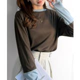 ブラウン | レイヤード見えで仕上げる、きれいめモード。指穴（サムホール）付き袖配色切り替えテ… | Classical Elf 