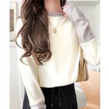 レイヤード見えで仕上げる、きれいめモード。指穴（サムホール）付き袖配色切り替えテ… | Classical Elf  | 詳細画像2 