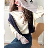 レイヤード見えで仕上げる、きれいめモード。指穴（サムホール）付き袖配色切り替えテ… | Classical Elf  | 詳細画像3 