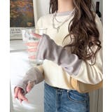 レイヤード見えで仕上げる、きれいめモード。指穴（サムホール）付き袖配色切り替えテ… | Classical Elf  | 詳細画像4 