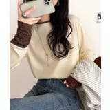 袖先にジャガード咲く♪春、大本命の一着。ふくれジャガード切り替えリブトップス (… | Classical Elf  | 詳細画像3 