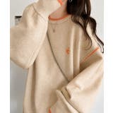 ゆるっと上品、やさしく映える。胸刺繍入り配色クルーネックオーバーサイズニット(長… | Classical Elf | 詳細画像18