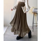 ブラウン | ゆらりシルエットなびく。プリーツシアーティアードスカート | Classical Elf 
