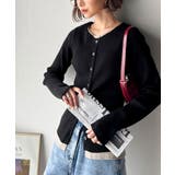 レイヤード風デザインでこなれ感アップ◎重ね着風配色リブカーディガントップス（長袖… | Classical Elf  | 詳細画像10 