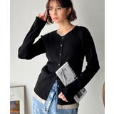 レイヤード風デザインでこなれ感アップ◎重ね着風配色リブカーディガントップス（長袖… | Classical Elf  | 詳細画像11 