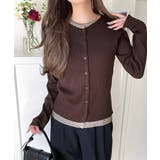 レイヤード風デザインでこなれ感アップ◎重ね着風配色リブカーディガントップス（長袖… | Classical Elf  | 詳細画像24 