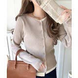 レイヤード風デザインでこなれ感アップ◎重ね着風配色リブカーディガントップス（長袖… | Classical Elf  | 詳細画像25 