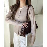 レイヤード風デザインでこなれ感アップ◎重ね着風配色リブカーディガントップス（長袖… | Classical Elf  | 詳細画像31 