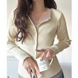 レイヤード風デザインでこなれ感アップ◎重ね着風配色リブカーディガントップス（長袖… | Classical Elf  | 詳細画像4 