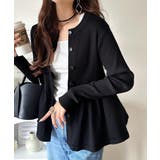 "メリハリ"シルエットで即きれい見え◎リブフリルペプラムカーデトップス（長袖） | Classical Elf  | 詳細画像8 