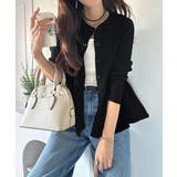 "メリハリ"シルエットで即きれい見え◎リブフリルペプラムカーデトップス（長袖） | Classical Elf  | 詳細画像9 