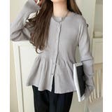 "メリハリ"シルエットで即きれい見え◎リブフリルペプラムカーデトップス（長袖） | Classical Elf  | 詳細画像17 