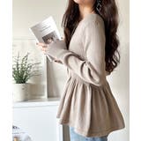 "メリハリ"シルエットで即きれい見え◎リブフリルペプラムカーデトップス（長袖） | Classical Elf  | 詳細画像35 