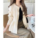 "メリハリ"シルエットで即きれい見え◎リブフリルペプラムカーデトップス（長袖） | Classical Elf  | 詳細画像1 