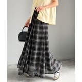 ブラックチェック | シアーで抜け感◎どんなコーデも軽やかに決まる。アソート柄フレアスカート | Classical Elf