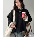 自然な華奢見え。さりげない配色でこなれ感を演出♪ダブルフェイス素材クルーネック配… | Classical Elf  | 詳細画像5 