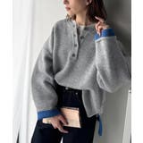 自然な華奢見え。さりげない配色でこなれ感を演出♪ダブルフェイス素材クルーネック配… | Classical Elf  | 詳細画像6 