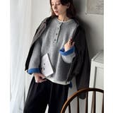 自然な華奢見え。さりげない配色でこなれ感を演出♪ダブルフェイス素材クルーネック配… | Classical Elf  | 詳細画像10 