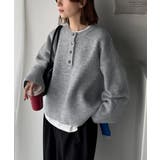 自然な華奢見え。さりげない配色でこなれ感を演出♪ダブルフェイス素材クルーネック配… | Classical Elf  | 詳細画像12 