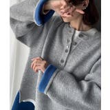 グレー | 自然な華奢見え。さりげない配色でこなれ感を演出♪ダブルフェイス素材クルーネック配… | Classical Elf 