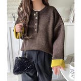 自然な華奢見え。さりげない配色でこなれ感を演出♪ダブルフェイス素材クルーネック配… | Classical Elf  | 詳細画像16 