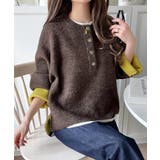 自然な華奢見え。さりげない配色でこなれ感を演出♪ダブルフェイス素材クルーネック配… | Classical Elf  | 詳細画像17 