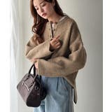 自然な華奢見え。さりげない配色でこなれ感を演出♪ダブルフェイス素材クルーネック配… | Classical Elf  | 詳細画像25 