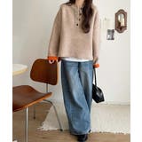 自然な華奢見え。さりげない配色でこなれ感を演出♪ダブルフェイス素材クルーネック配… | Classical Elf  | 詳細画像32 