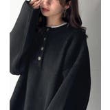 自然な華奢見え。さりげない配色でこなれ感を演出♪ダブルフェイス素材クルーネック配… | Classical Elf  | 詳細画像3 