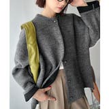 チャコール | 配色で差がつくベーシックな一枚。Wフェイス配色ニットカーディガン | Classical Elf 