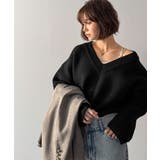 深めのネックが大人の抜け感をプラス◎WFACE Vネック配色ニットPO | Classical Elf  | 詳細画像5 