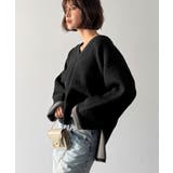 深めのネックが大人の抜け感をプラス◎WFACE Vネック配色ニットPO | Classical Elf  | 詳細画像6 