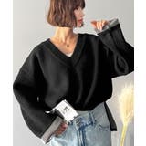 深めのネックが大人の抜け感をプラス◎WFACE Vネック配色ニットPO | Classical Elf  | 詳細画像7 