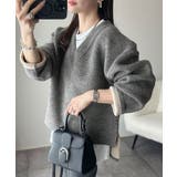 深めのネックが大人の抜け感をプラス◎WFACE Vネック配色ニットPO | Classical Elf  | 詳細画像8 