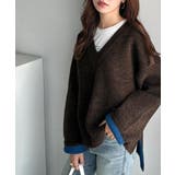 深めのネックが大人の抜け感をプラス◎WFACE Vネック配色ニットPO | Classical Elf  | 詳細画像15 