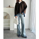 深めのネックが大人の抜け感をプラス◎WFACE Vネック配色ニットPO | Classical Elf  | 詳細画像16 