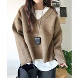 深めのネックが大人の抜け感をプラス◎WFACE Vネック配色ニットPO | Classical Elf  | 詳細画像18 