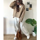 深めのネックが大人の抜け感をプラス◎WFACE Vネック配色ニットPO | Classical Elf  | 詳細画像19 