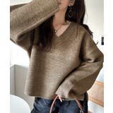 深めのネックが大人の抜け感をプラス◎WFACE Vネック配色ニットPO | Classical Elf  | 詳細画像20 