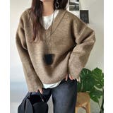 深めのネックが大人の抜け感をプラス◎WFACE Vネック配色ニットPO | Classical Elf  | 詳細画像21 