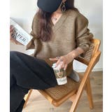 深めのネックが大人の抜け感をプラス◎WFACE Vネック配色ニットPO | Classical Elf  | 詳細画像22 