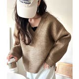 深めのネックが大人の抜け感をプラス◎WFACE Vネック配色ニットPO | Classical Elf  | 詳細画像24 