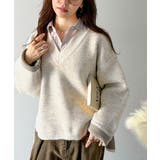 深めのネックが大人の抜け感をプラス◎WFACE Vネック配色ニットPO | Classical Elf  | 詳細画像28 